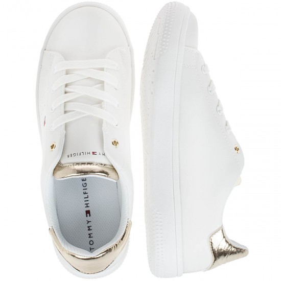 2000071701 Unisex αθλητικό δετό sneaker δερματίνη λευκό πλατίνα