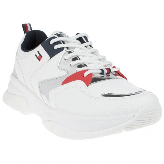 2000071901 Unisex αθλητικό δετό sneaker δερματίνη λευκό