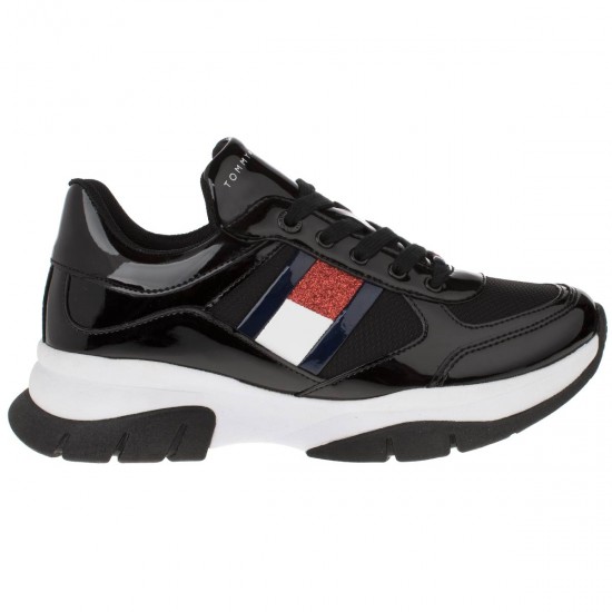 2000072001 Unisex αθλητικό δετό sneaker βερνί μαύρο