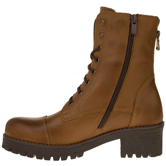 2000081701 Γυναικείο μποτάκι αρβυλάκι δίπατο δερμάτινο ταμπά