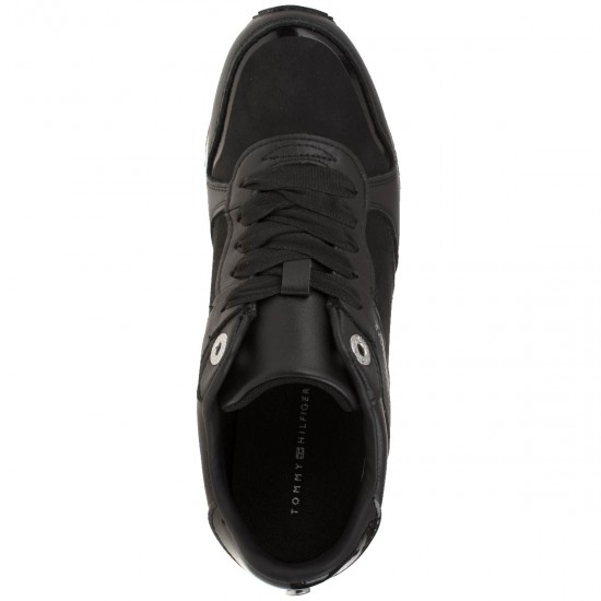 2000083101 Γυναικείο sneaker αθλητικό δετό δερματίνη μαύρο
