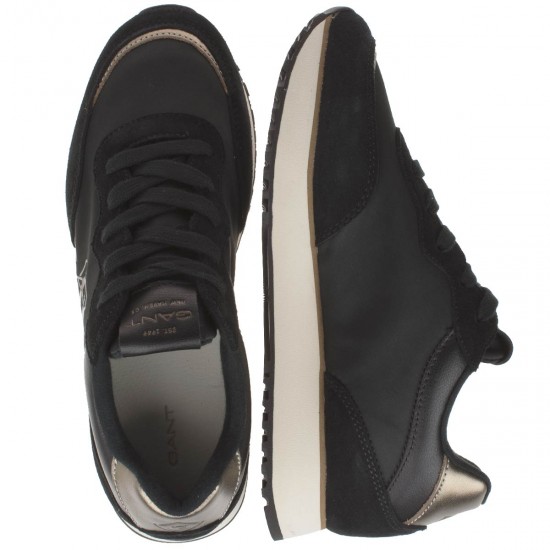 2000088501 Γυναικείο αθλητικό δετό sneaker καστόρι μαύρο