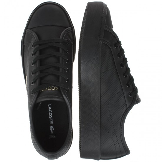 2000089101 Γυναικείο αθλητικό sneaker δετό δερμάτινο μαύρο