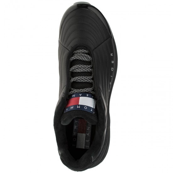 2000101201 Γυναικείο sneaker αθλητικό δετό δερμάτινο μαύρο