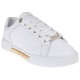 2000111301 Γυναικείο sneakers αθλητικό χαμηλό δετό οικολογικό δέρμα λευκό/χρυσό