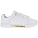 2000111301 Γυναικείο sneakers αθλητικό χαμηλό δετό οικολογικό δέρμα λευκό/χρυσό