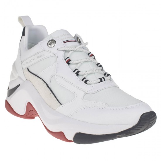 2000112402 Γυναικείο sneakers αθλητικό δετό χοντρόσολο οικολογικό δέρμα λευκό