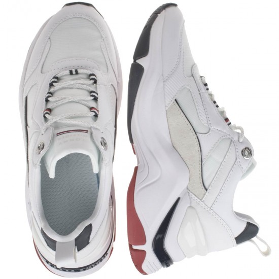 2000112402 Γυναικείο sneakers αθλητικό δετό χοντρόσολο οικολογικό δέρμα λευκό