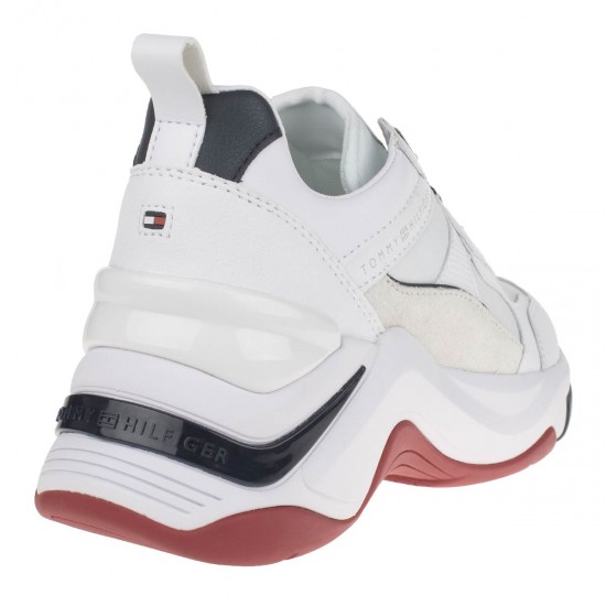 2000112402 Γυναικείο sneakers αθλητικό δετό χοντρόσολο οικολογικό δέρμα λευκό
