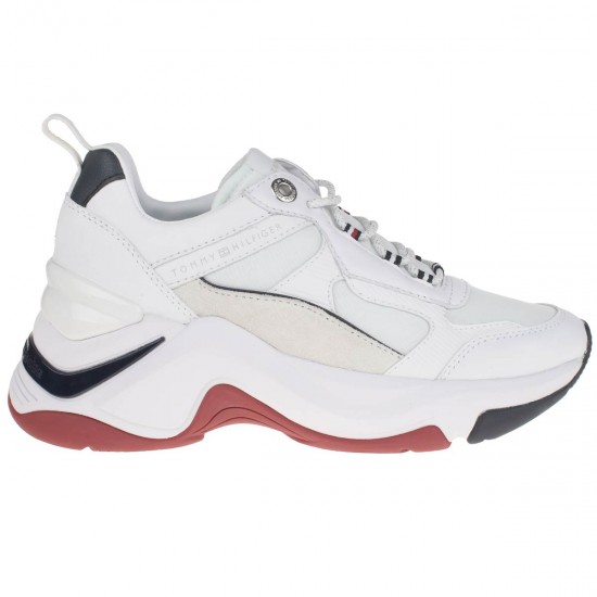 2000112402 Γυναικείο sneakers αθλητικό δετό χοντρόσολο οικολογικό δέρμα λευκό