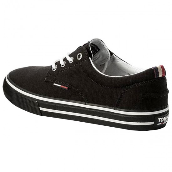 2000112802 Ανδρικό slip on πάνινο δετό μαύρο