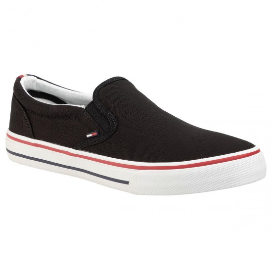 2000115702 Ανδρικό πάνινο παντοφλέ slip-on μαύρο