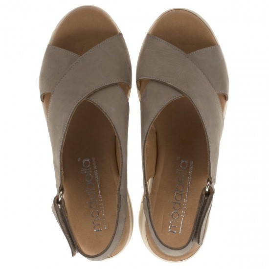 2000126001 Γυναικείο πέδιλο comfort μεσαίο νάμπουκ taupe(πούρο)