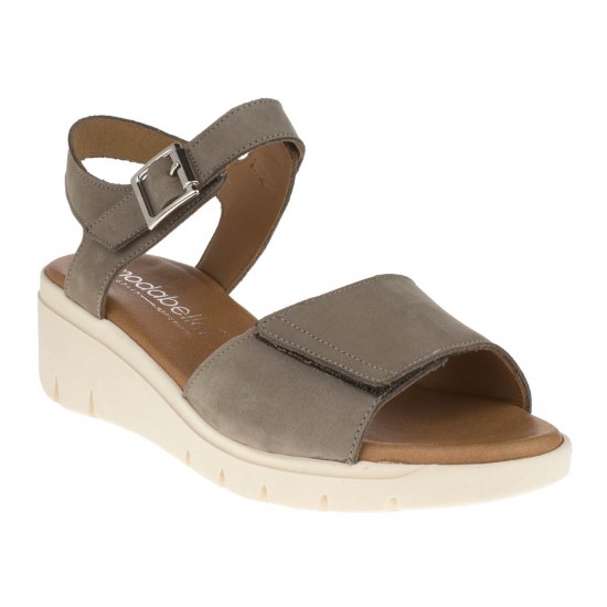 2000126201 Γυναικείο πέδιλο comfort μεσαίο νάμπουκ taupe(πούρο)