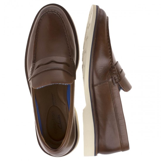 2000128701 Ανδρικό loafers παντοφλέ δέρμα ταμπά