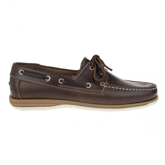 2000134301 Ανδρικό loafers ιστιοπλοϊκό δετό δερμάτινο καφέ
