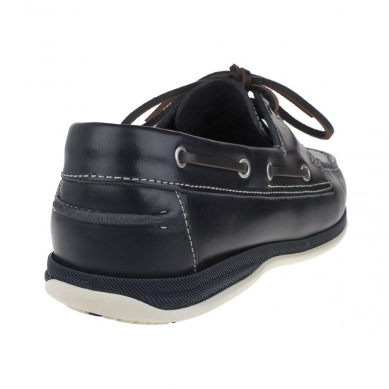 2000134401 Ανδρικό loafers ιστιοπλοϊκό δετό δερμάτινο μπλε