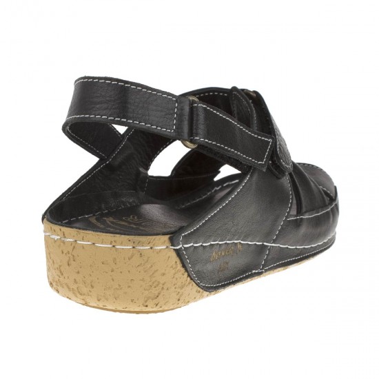 2000135601 Γυναικείο πέδιλο χαμηλό comfort δέρμα μαύρο