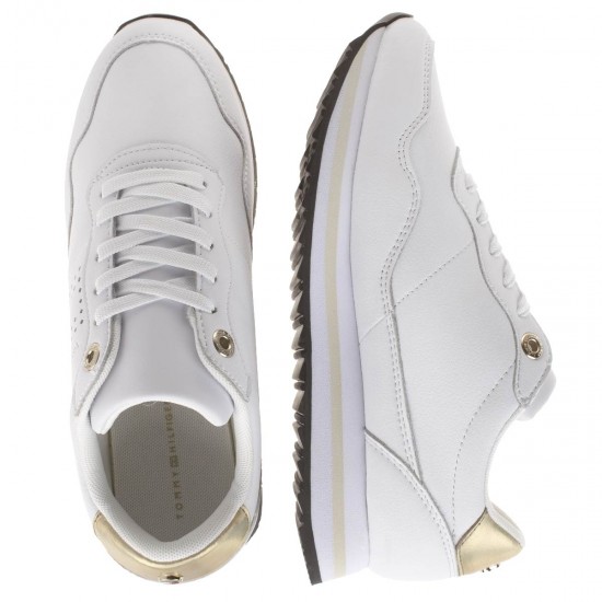 2000137601 Γυναικείο αθλητικό sneaker δετό  οικολογικό δέρμα λευκό/πλατίνα