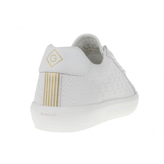 2000148701 Γυναικείο sneakers αθλητικό δετό δέρμα λευκό