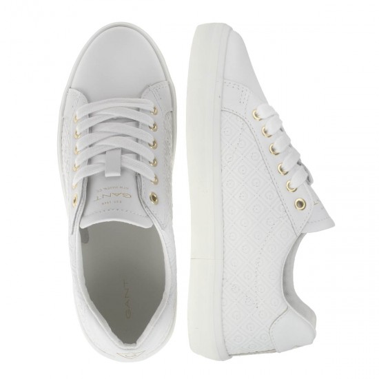 2000148701 Γυναικείο sneakers αθλητικό δετό δέρμα λευκό
