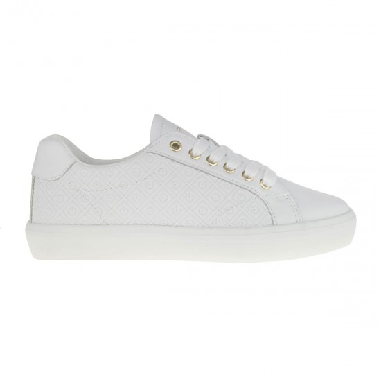 2000148701 Γυναικείο sneakers αθλητικό δετό δέρμα λευκό
