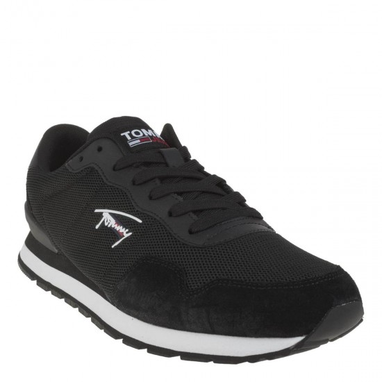 2000175202 Ανδρικό δετό sneakers καστορι μαύρο