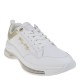 2000175701 Γυναικείο αθλητικό Sneaker δετό δέρμα λευκό/χρυσό