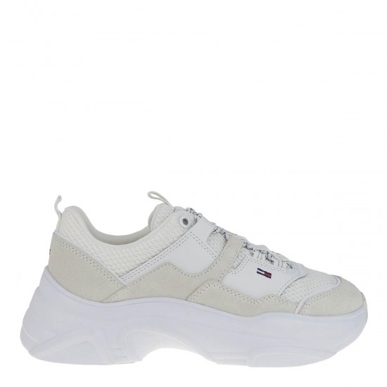 2000175801 Γυναικείο αθλητικό sneakers δετό λευκό/μπέζ