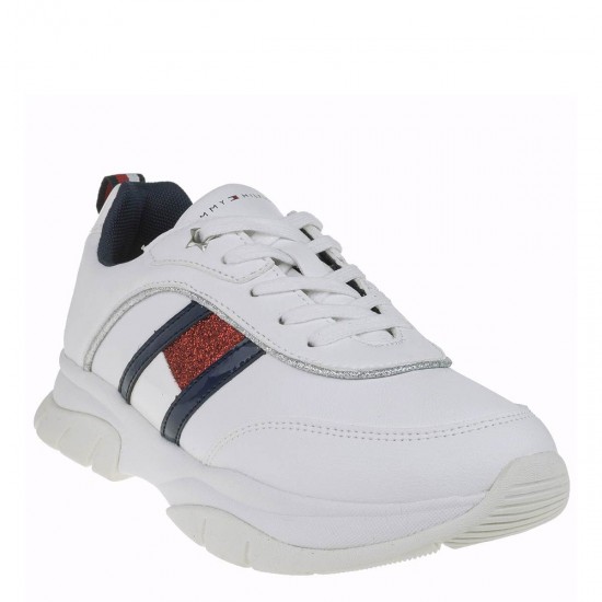 2000178001 Γυναικείο αθλητικό sneaker eco leather λευκό/μπλέ