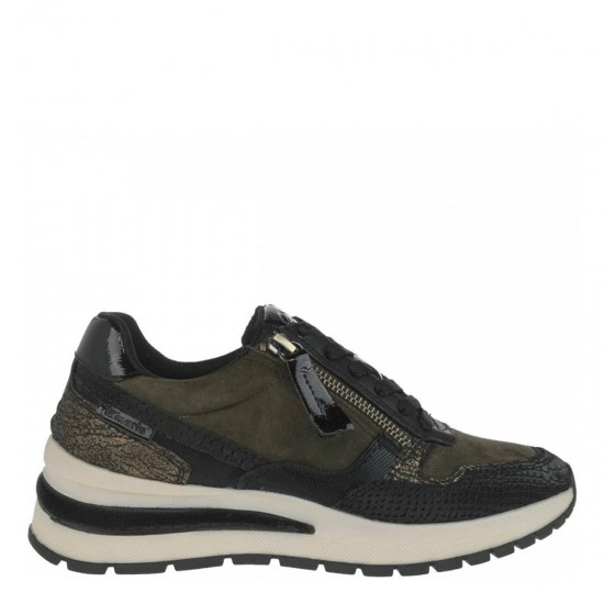 2000180201 Γυναικείο αθλητικό sneakers δετό λαδί/μαύρο
