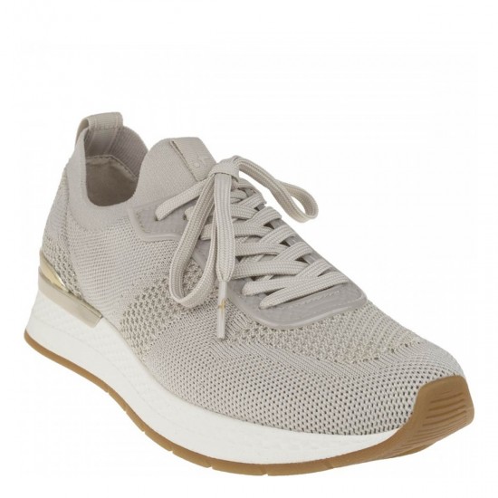 2000180403 Γυναικείο αθλητικό sneakers δετό μπέζ/χρυσό
