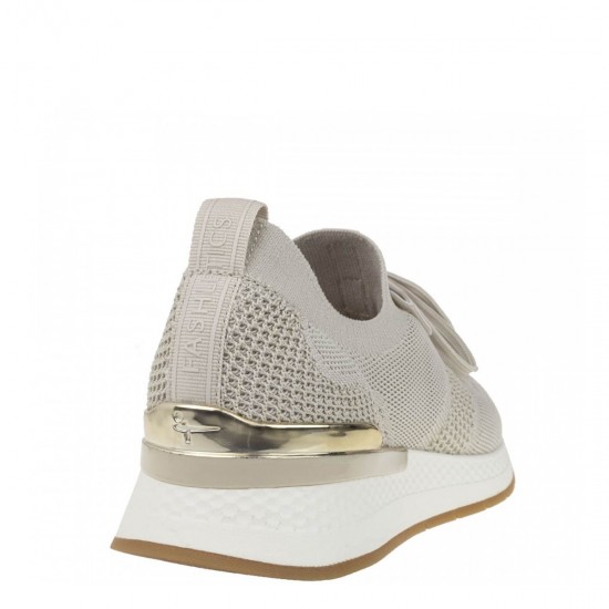 2000180403 Γυναικείο αθλητικό sneakers δετό μπέζ/χρυσό