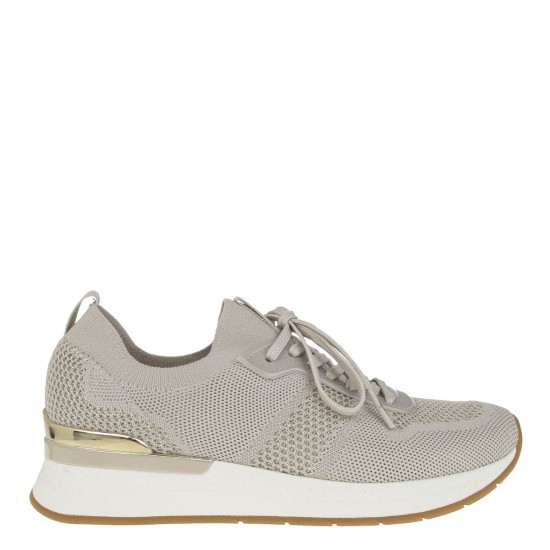 2000180403 Γυναικείο αθλητικό sneakers δετό μπέζ/χρυσό
