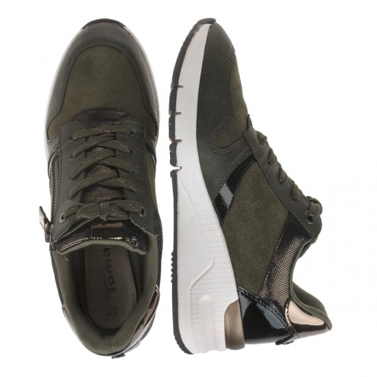2000184201 Γυναικείο αθλητικό sneakers χακί/μπρονζέ