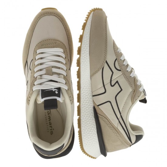 2000185801 Γυναικείο αθλητικό sneakers δέρμα μπέζ(tan)