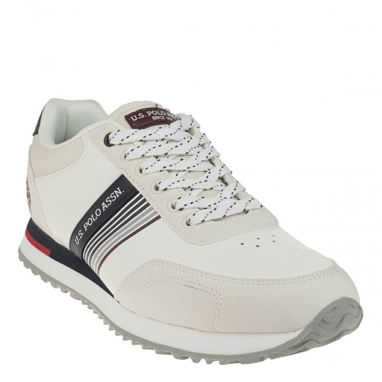 2000189601 Ανδρικό αθλητικό sneakers δετό λευκό/μπλέ