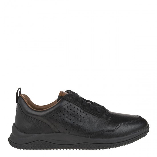 2000191001 Ανδρικό δετό sport casual δέρμα μαύρο