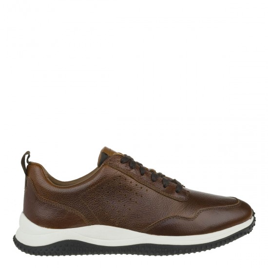 2000191002 Ανδρικό δετό sport casual δέρμα ταμπά(tan)