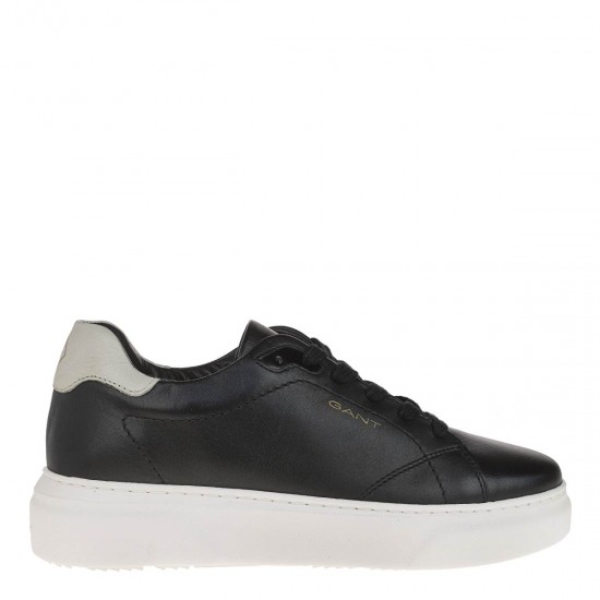 2000191801 Γυναικείο sneaker αθλητικό δετό δέρμα μαύρο