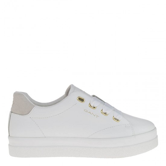 2000192001 Γυναικείο sneaker αθλητικό δετό δέρμα λευκό