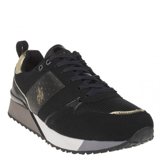 2000193501 Γυναικείο αθλητικό sneakers δετό μαύρο/πλατίνα