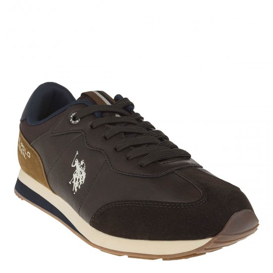 2000193601 Ανδρικό αθλητικό sneakers δετό καφέ