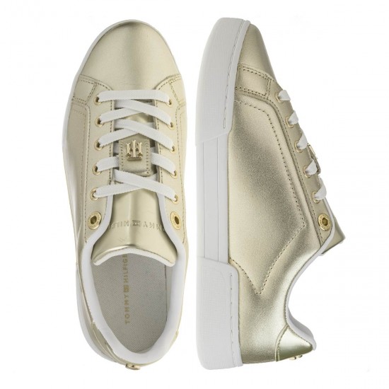 2000193801 Γυναικείο αθλητικό sneakers δετό χρυσό