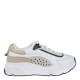 2000201401 Γυναικείο αθλητικό sneakers δετό δέρμα λευκό/μπέζ