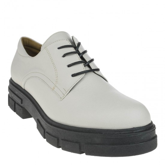 2000205501  Γυναικείο δετό oxford δέρμα πάγος(off white)