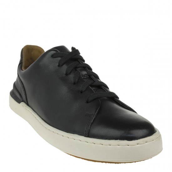 2000213001 Ανδρικό αθλητικό sneakers δετό δέρμα μαύρο