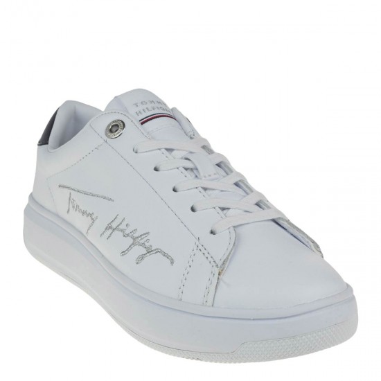 2000216901 Γυναικείο αθλητικό sneaker  δετό λευκό/μπλέ