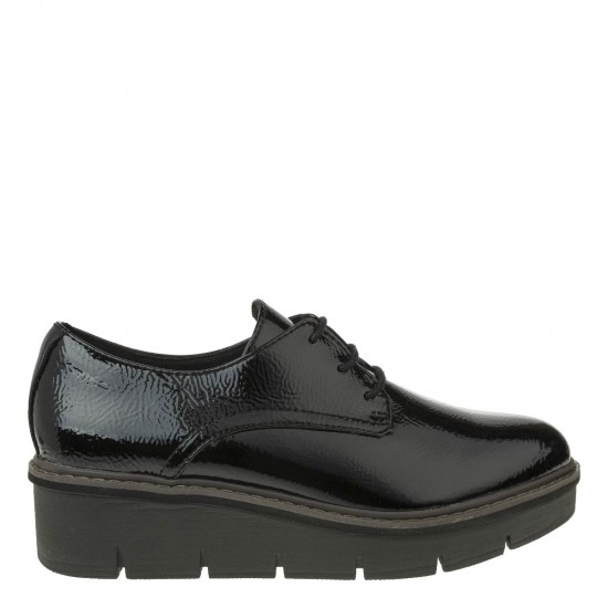 2000220601 Γυναικείο casual δετό λουστρίνι μαύρο