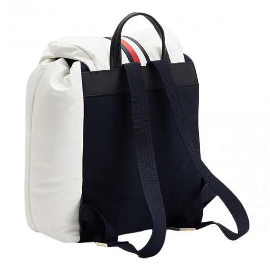 2000241501 Γυναικεία τσαντα backpack nylon εκρού/μπλέ/κόκκινο